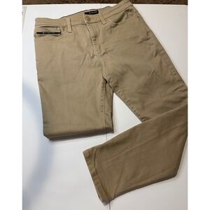 Fried Denim Mens Khaki Moto Pants Tan Slim Fit Stretch Chinos 34x30